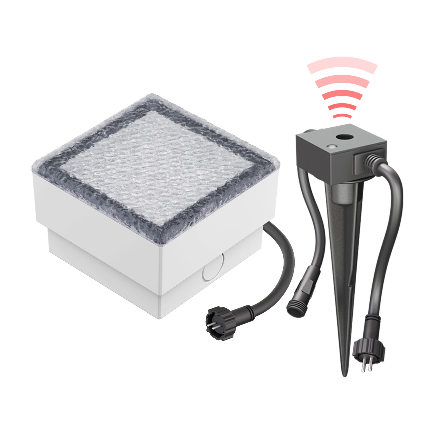 LED Pflaster-Stein Gorgon Boden-Einbauleuchte mit Dämmerungssensor für außen ink 